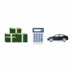 Stacks of money and cost calculator next to a car representing dealer license costs in 2026